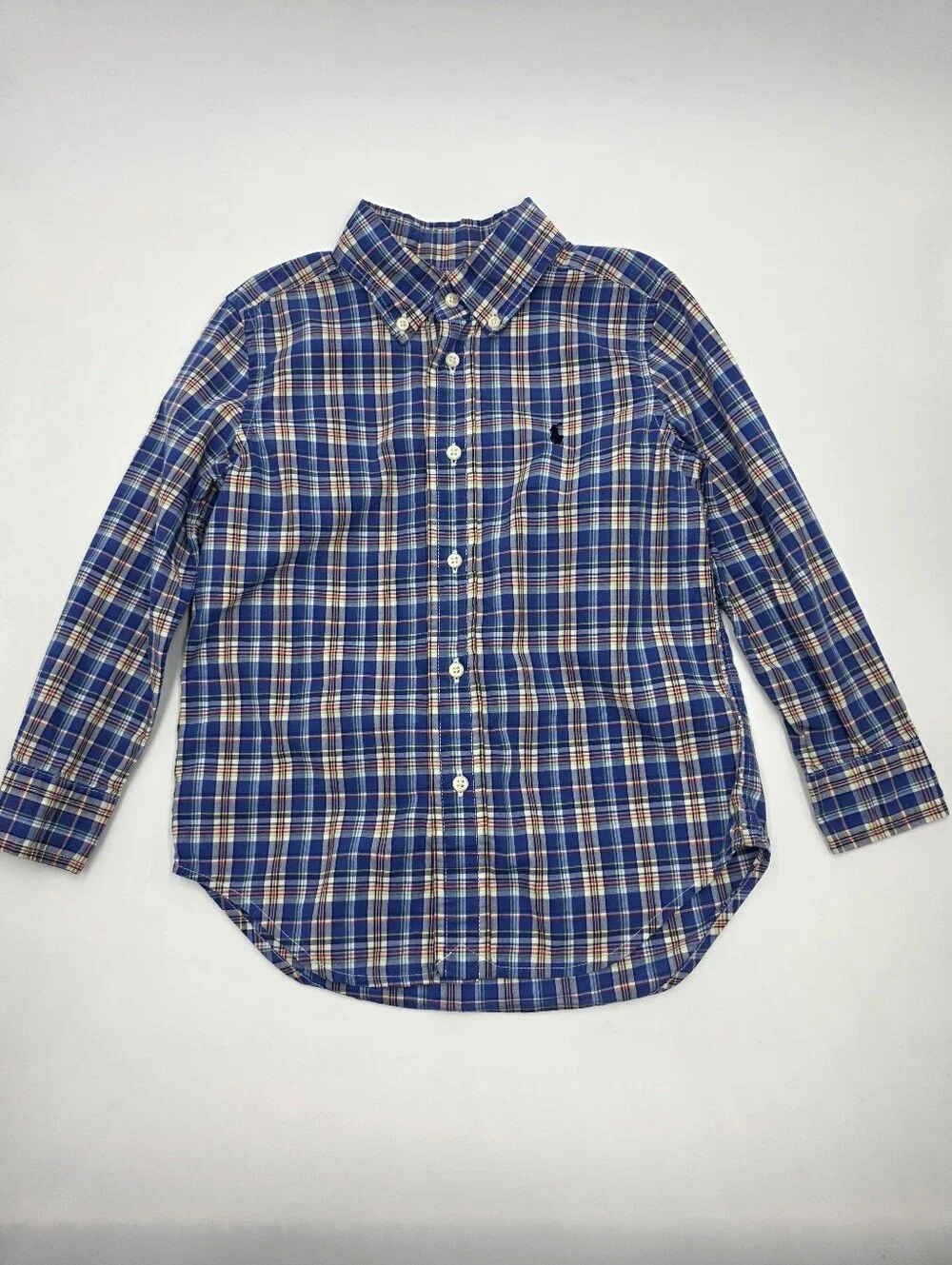 Ralph Lauren boys' blue plaid button down shirt size 4
